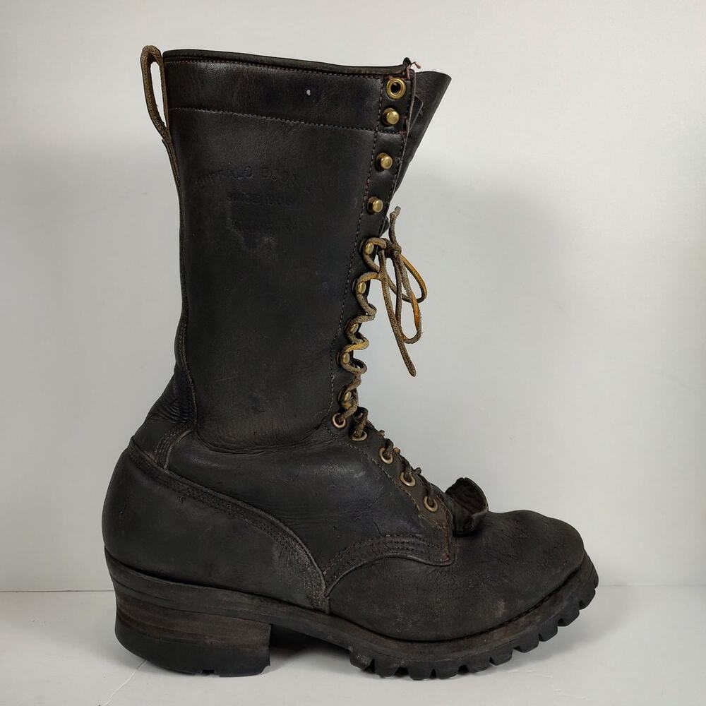 VTG Buffalo Boot Co. Logging outdoors vibram sole brown leather boots mens 7.5